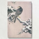 Goshawk on Snowy Pine - Winter Bird Scene By Ohara Koson canvas wall art - Image 7