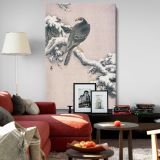 Goshawk on Snowy Pine - Winter Bird Scene By Ohara Koson canvas wall art - Image 8