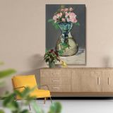 Moss Roses in a Vase - Soft Pink Floral Still Life By canvas wall art - Image 5