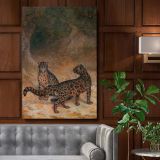 Clouded Leopards - Two Spotted Big Cats in Alert Pose By Jacques-Laurent Agasse canvas wall art