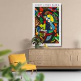 Daughter in a Rocker - Vintage Modernist Abstract Scene By Henry Lyman Sayen canvas wall art - Image 5