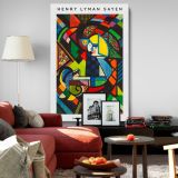 Daughter in a Rocker - Vintage Modernist Abstract Scene By Henry Lyman Sayen canvas wall art - Image 8