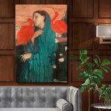 Young Woman with Ibis - Red Birds and Teal Dress By Edgar Degas canvas wall art