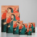 Young Woman with Ibis - Red Birds and Teal Dress By Edgar Degas canvas wall art - Image 4