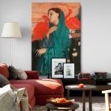 Young Woman with Ibis - Red Birds and Teal Dress By Edgar Degas canvas wall art - Image 8