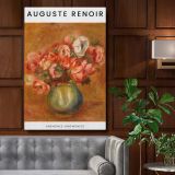Anemones - Pink and Red Floral Painting By Pierre-Auguste Renoir canvas wall art