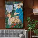Laundry Le Linge - Mother and Child in French Garden By canvas wall art