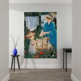 Laundry Le Linge - Mother and Child in French Garden By canvas wall art - Image 2