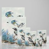 Three Birds - Tits and Shrike Perched on Branches By Aert Schouman canvas wall art - Image 4