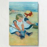 Children Playing on the Beach - Seaside Summer Girls By Mary Cassatt canvas wall art - Image 7