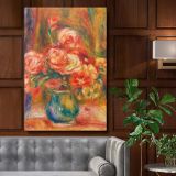 Vase of Roses - Pink Floral Still Life By Pierre-Auguste Renoir canvas wall art