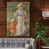 La Promenade - Woman and Child Walking in Nature By Pierre-Auguste Renoir canvas wall art
