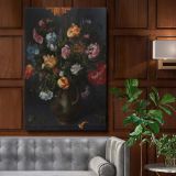 A Vase with Flowers - Baroque Tulip & Peony Arrangement By Jacob Vosmaer canvas wall art