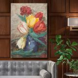 Tulips in a Vase - Red, Yellow, and White Dutch Florals By Sientje Mesdag canvas wall art