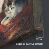 Cat with Kittens - Cozy Family in Basket Scene By Henri'tte Ronner canvas wall art - Image 3