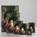 Cat with Kittens - Cozy Family in Basket Scene By Henri'tte Ronner canvas wall art - Image 4