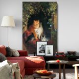 Cat with Kittens - Cozy Family in Basket Scene By Henri'tte Ronner canvas wall art - Image 8