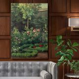 A Rose Garden - Blooming Floral Landscape Scene By Camille Pissarro canvas wall art