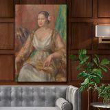 Tilla Durieux - Woman in White Dress with Rose By Pierre-Auguste Renoir canvas wall art