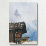 Chalets, MŸrren - Rustic Alpine Homes in Watercolor By John Singer Sargent canvas wall art - Image 7