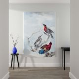 Three Crimson Sunbirds - Red Birds on Branches By Aert Schouman canvas wall art - Image 2