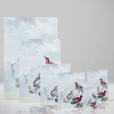 Three Crimson Sunbirds - Red Birds on Branches By Aert Schouman canvas wall art - Image 4