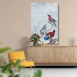 Three Crimson Sunbirds - Red Birds on Branches By Aert Schouman canvas wall art - Image 5