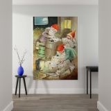 Christmas Card Wrapping Gifts - Jultomte in Cozy Barn Scene By Jenny Nystršm canvas wall art - Image 2