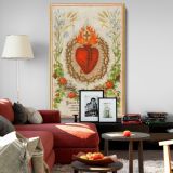 Sacred Heart - Radiant Holy Symbol with Floral Border canvas wall art - Image 8