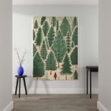 Whimsical Forest Scene - Red-Coated Figure Among Evergreen Trees canvas wall art - Image 2