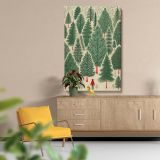 Whimsical Forest Scene - Red-Coated Figure Among Evergreen Trees canvas wall art - Image 5
