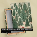 Whimsical Forest Scene - Red-Coated Figure Among Evergreen Trees canvas wall art - Image 6