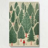 Whimsical Forest Scene - Red-Coated Figure Among Evergreen Trees canvas wall art - Image 7