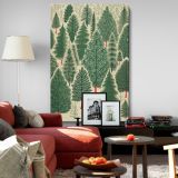 Whimsical Forest Scene - Red-Coated Figure Among Evergreen Trees canvas wall art - Image 8