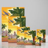 Tropical Mission Church - Palm Trees and Golden Sky Poster - Image 4