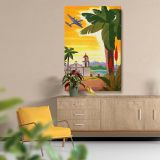 Tropical Mission Church - Palm Trees and Golden Sky Poster - Image 5
