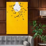 Moths and Bulb - Modern Yellow Background Butterfly Art canvas wall art