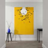 Moths and Bulb - Modern Yellow Background Butterfly Art canvas wall art - Image 2
