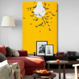 Moths and Bulb - Modern Yellow Background Butterfly Art canvas wall art - Image 8