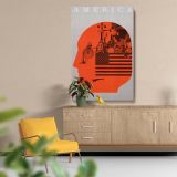 Conceptual America - Industrial Collage in Red Head Silhouette canvas wall art - Image 5