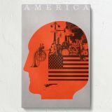 Conceptual America - Industrial Collage in Red Head Silhouette canvas wall art - Image 7