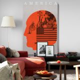 Conceptual America - Industrial Collage in Red Head Silhouette canvas wall art - Image 8