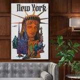 New York Collage - Statue of Liberty and Landmark Mix canvas wall art