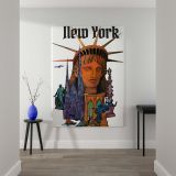 New York Collage - Statue of Liberty and Landmark Mix canvas wall art - Image 2