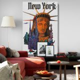 New York Collage - Statue of Liberty and Landmark Mix canvas wall art - Image 8