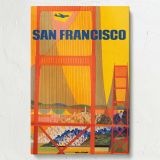San Francisco - Golden Gate and Retro Skyline Poster - Image 7