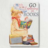 Go Exploring in Books - Girl Reading Vintage Adventure Poster - Image 7