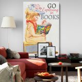 Go Exploring in Books - Girl Reading Vintage Adventure Poster - Image 8