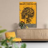 Brain Check-Up - Retro Skull & Brain Diagram with Typography canvas wall art - Image 5
