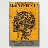 Brain Check-Up - Retro Skull & Brain Diagram with Typography canvas wall art - Image 7